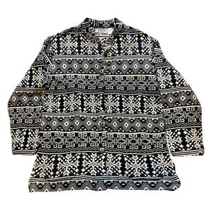 Chico's Design Sweater Jacket Womens 1 Large Aztec Button Down‎ Bohemian Tribal